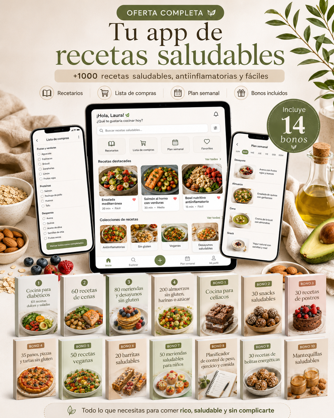 TU APP CON +1000 RECETAS ANTIINFLAMATORIAS SIN AZUCAR SIN GLUTEN